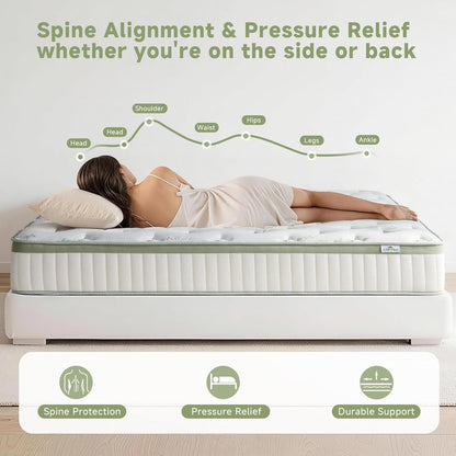 Full Size Mattress 12 Inch, Medium Firm Memory Foam Hybrid Mattress with Individual Pocket Spring - Pressure Relief, Motion Isolation, Cool Sleep, 54" X 75"4