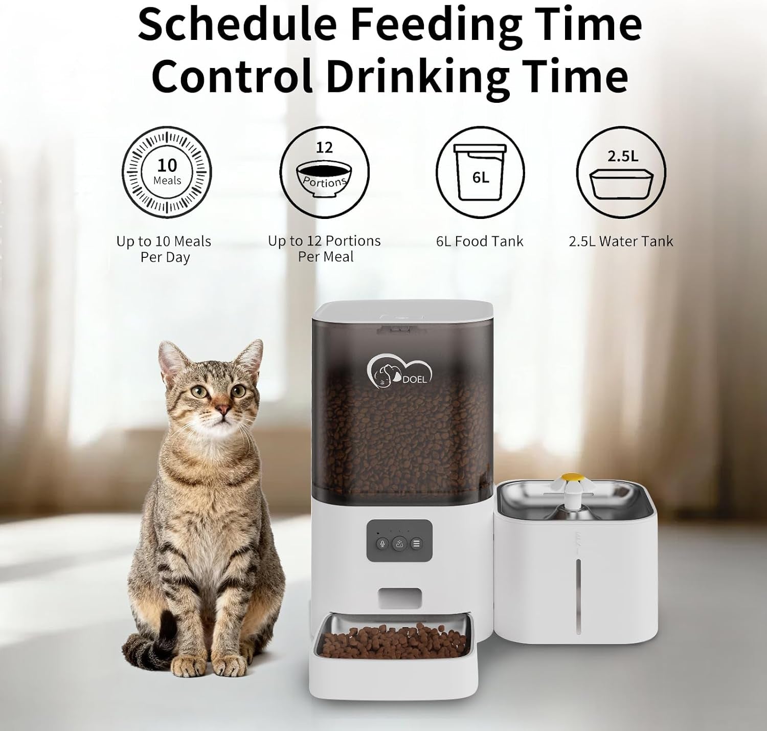 doel-5g-2-4g-wifi-automatic-cat-feeder-and-water-fountain-6l-24-cups-timed-dry-food-dispenser-for-2-5-weeks-with-app-remote-control-voice-for-small-medium-dog-puppy-kitten-white
