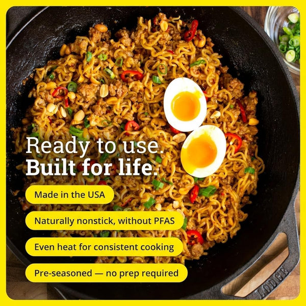 Cast Iron Wok with Dual Loop Handles, PFAS Free, 14 Inches | Pfas-Free Cast Iron Wok for Stir Fry, Searing & Everyday Cooking, Oven & Stovetop Safe, Non-Toxic & Durable2