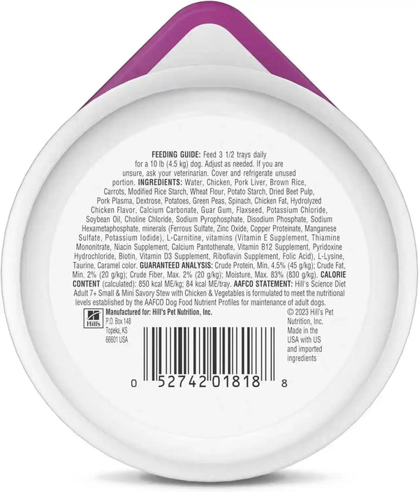 Hill'S Science Diet Adult 7+ Small & Mini Wet Dog Food | #1 Veterinarian Recommended, Chicken & Vegetables, 3.5 Oz. Trays, 12-Pack2