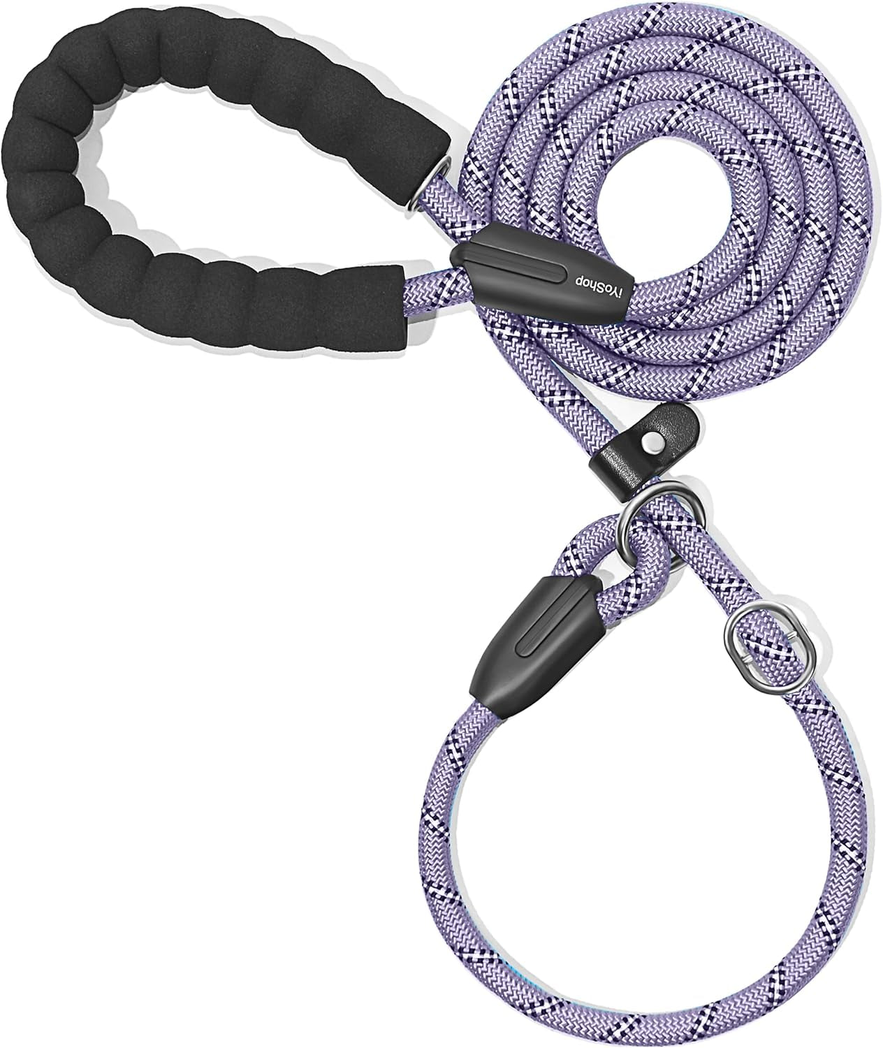 iyoshop-durable-slip-lead-dog-leash-with-padded-handle-and-highly-reflective-threads-no-pull-dog-training-leash-1-2-x-6-ft-black