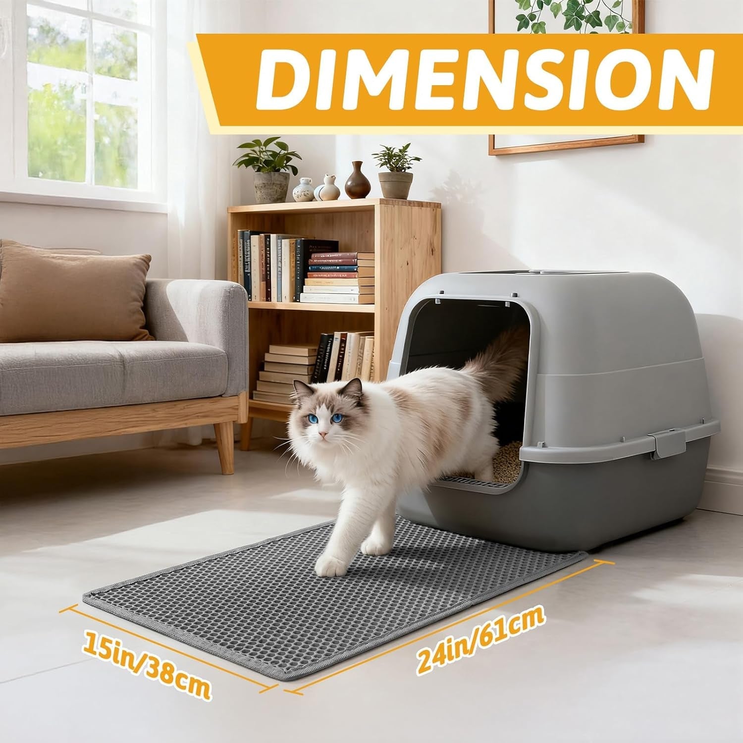 pieviev-cat-litter-mat-double-layer-waterproof-urine-proof-trapping-mat-1-pack-gray-24x15-inch-pack-of-1-honeycomb-design-catches-scattered-particles-to-stop-tracking-urineproof-base-protects-floors-easy-to-clean