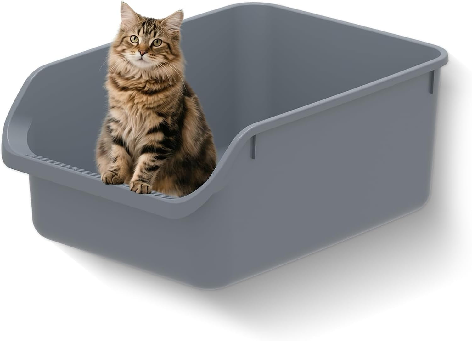 large-cat-litter-box-with-high-sides-durable-open-top-cat-litter-pan-for-kitty-plastic-indoor-big-cat-box-with-high-wall-senior-cat-toilet-with-low-entry-easy-to-clean-anti-splashinggrey
