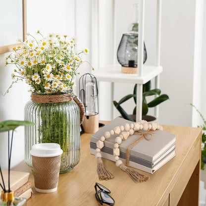 3 Pieces Faux Decorative Books Set for Home Decor,Classical Grey | 8.5" X 5.7" Stacked Linen Notebook, Shelves Coffee Table Display Books with Wood Bead, Bookend Gift for Mantle Living Room3