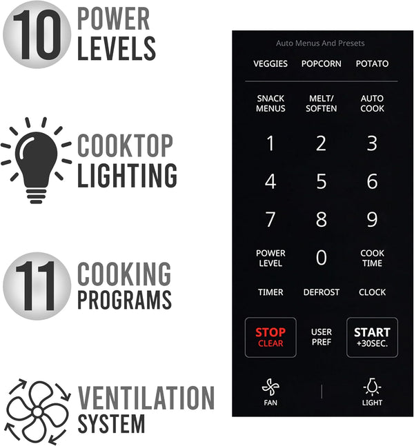 1.7 Cu. Ft. Countertop Microwave Oven – 1000 Watts Power, Auto Cook Settings, Defrost, Easy Clean and Child Safety Lock - White6
