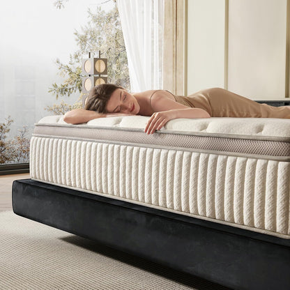 Queen Mattress, 12 Inch Hybrid Queen Mattress in a Box, Memory Foam & Individual Pocket Springs, Medium Firm, Motion Isolation, Ideal for All Sleep Positions, Certipur-Us Certified1