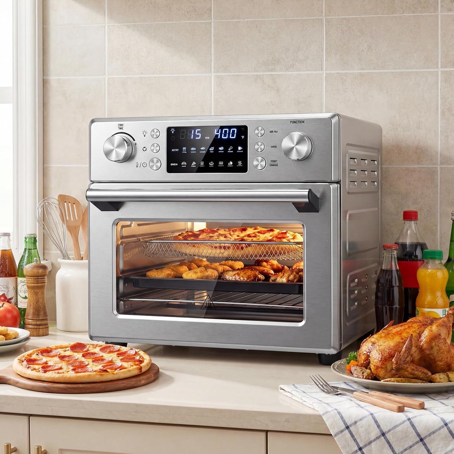 14-in-1-air-fryer-toaster-oven-combo-countertop-convection-oven-1700w-stainless-steel-bake-rotisserie-dehydrate-defrost-functions-26-qt-large-capacity-60-minute-timer-accessories