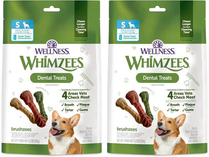 Whimzees Wellness Brushzees Natural Dog Dental Treat, VOHC Accepted Chews, Freshens Breath, Extra-Small Size, 12.7 Oz Bag, 48 Count18