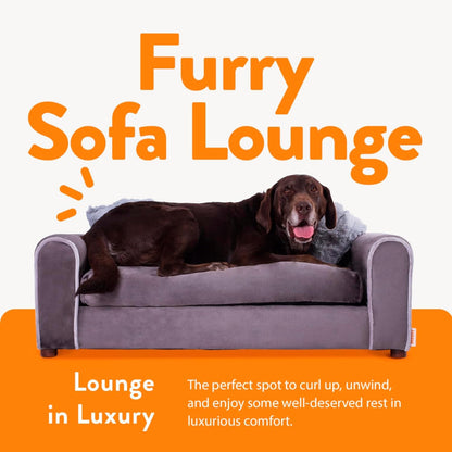 Moots Furry Pet Lounge, Pet Bed with 2 Pillows, Deluxe Sofa for Dogs, Easy to Coordinate, Stylish and Cleanable Dog Sofa, Couch - Charcoal, Large2