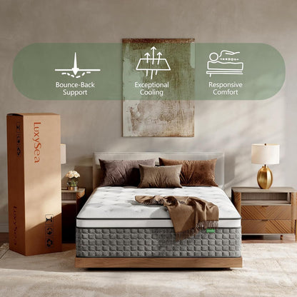 Full Size Mattress, Medium Firm 12 Inch Hybrid Mattress Full Size in a Box - Memory Foam & Pocket Springs for Back Pain Relief, Fiberglass Free, Motion Isolation, Certipur-Us & OEKO-TEX Certified5