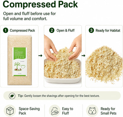 35Oz Natural Aspen Wood Pet Bedding – Low Dust, Odor Control & Ultra Absorbent Shavings for Hamsters, Parrots, Guinea Pigs & Small Animals4