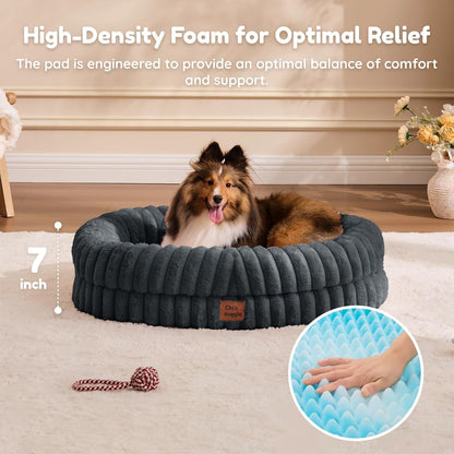 Chixnuggle Orthopedic Dog Bed, Washable Cover, Faux Fur Bolster Pet Couch | Waterproof,Egg Crate Foam,Non-Slip Bottom,For Small Medium Dogs,Dark Grey,30*24*7,Dog Sofa,Puppy Bed6