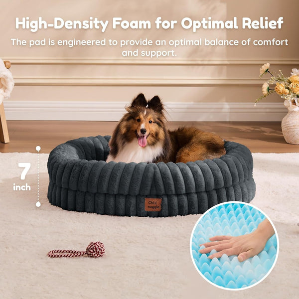Chixnuggle Orthopedic Dog Bed, Washable Cover, Faux Fur Bolster Pet Couch | Waterproof,Egg Crate Foam,Non-Slip Bottom,For Small Medium Dogs,Dark Grey,30*24*7,Dog Sofa,Puppy Bed6