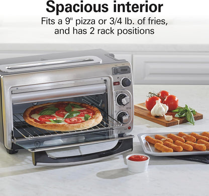 2-In-1 Countertop Toaster Oven and Long Slot 2 Slice Toaster | Bake, Broil Toast | 2 Rack Positions | 60 Minute Timer | Automatic Shut off | Shade Selector | Stainless Steel | 31156J3