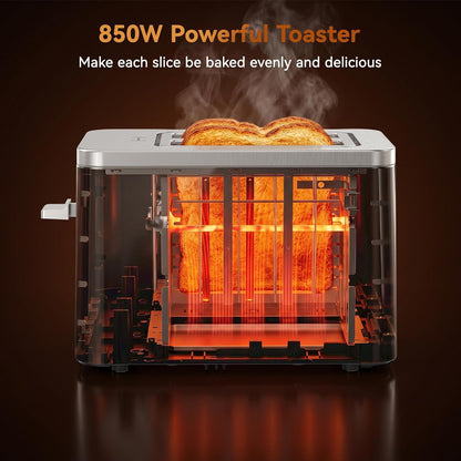 2 Slice Toaster Smart Touchscreen, Stainless Steel Wide Slot Toasters Defrost, Reheat, Memory Function, Auto Shutoff, Digital Electric Bread Toaster for Bagel Muffin Waffle, 120V7