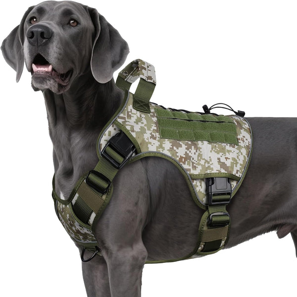 WINGOIN Tactical Dog Harness for Large Dogs, Heavy Duty No Pull Dog Harness with Handle, Adjustable Reflective Military K9 German Shepherd Big Size Dog Vest for Walking, Training, Hunting, Green (L) | with Handle,Adjustable Reflective,Green Military K9 Style,Big Size Dog Vest,For German Shepherd,For Walking Training Hunting12