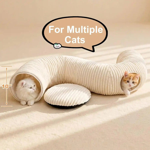 Cat Tunnel Bed with 40 Pcs Interactive Cat Toys, Cat Tube with Kitten Toys for Indoor Kittens, Collapsible Play Tunnel, White7