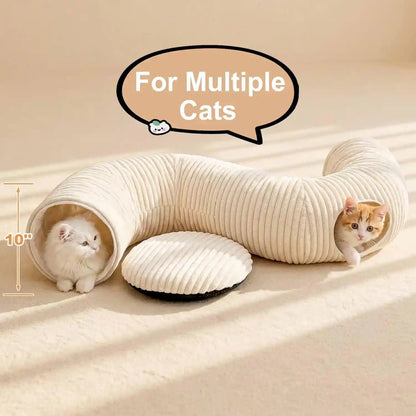 Cat Tunnel Bed with 40 Pcs Interactive Cat Toys, Cat Tube with Kitten Toys for Indoor Kittens, Collapsible Play Tunnel, White7