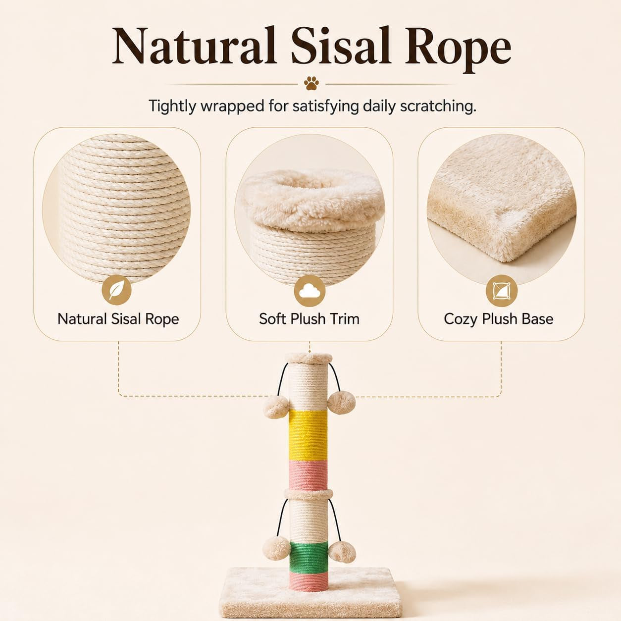 30-inch-high-cat-scratching-post-with-4-plush-teasing-toy-balls-natural-sisal-rope-post-and-thickened-base-red-green-yellow-white