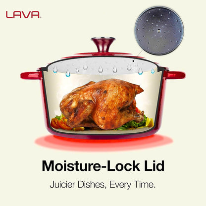 10 Quarts Cast Iron Dutch Oven: Multipurpose Stylish round Shape Dutch Oven Pot with Three Layers of Enamel Coated with Trendy Lid (Orange)4
