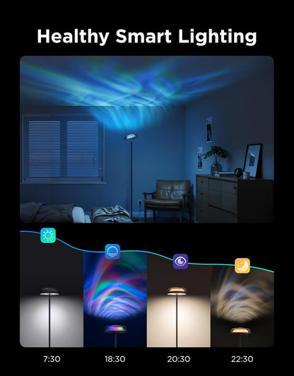 Govee Uplighter Floor Lamp for Living Room, RGBIC Ripple Projector | Compatible with Smartthings, Alexa, and Matter, LED Modern Corner Floor Light, Warm Cool White Standing Lamp for Bedroom6