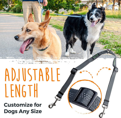 Mighty Paw Double Dog Leash, No Tangle Adjustable Split Lead for Two Dogs | Fits 0-100 Lb, 16-24 in Range, Reflective Stitching, Waterproof, Neoprene Padded Handle3