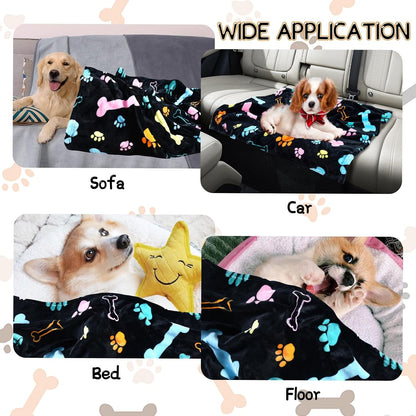 Rezutan Dog Blankets for 3 Pack Large Medium Pet Cat, Soft Fuzzy Washable Blanket, Comfort Flannel Suitable for Dogs Kennels & Beds, Sofas, Furniture, Gifts Puppy Essentials, 41 X 31 Inch, Black6