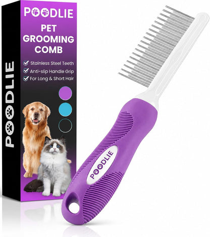 Poodle Dematting Fur Rake Comb Brush for Dogs and Cats - Long 2.5" Steel Safety Blades Metal Comb for Detangling Matted or Knotted Undercoat Hair16