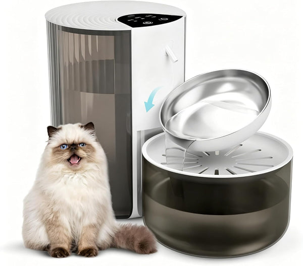 Filterless Cat Water Fountain, 3.5L/118Oz Wastewater Separation & No Filter | Stainless Steel Bowl, Quiet ,Pet Water Fountain for Cats & Dogs Dispenser, Wireless Automatic Water Fountains10