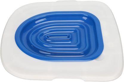 Reusable Cat Toilet Training Kit Universal round Elongated S ABS Trainer Tool for Kittens Pets Litter Box Alternative Potty System (White Tray, 1 Blue Inner Support)8