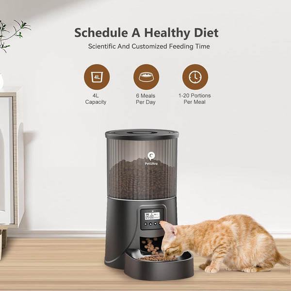 Automatic Cat Feeder: 4L Timed Cats Food Dispenser Programmable | Easy to Set, Dual Power, Precise Portion, Auto Pet Feeder with Desiccant Bag, Detachable Washable for Cats and Small Dog3