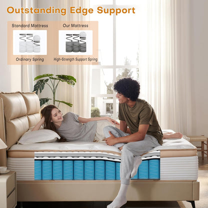 Queen Mattress, 12 Inch Queen Size Hybrid Mattress in a Box, Indiviually Pocket Springs & Memory Foam, Medium Firm Bed for Pressure Relief, Fiberglass Free, 80"X60"6
