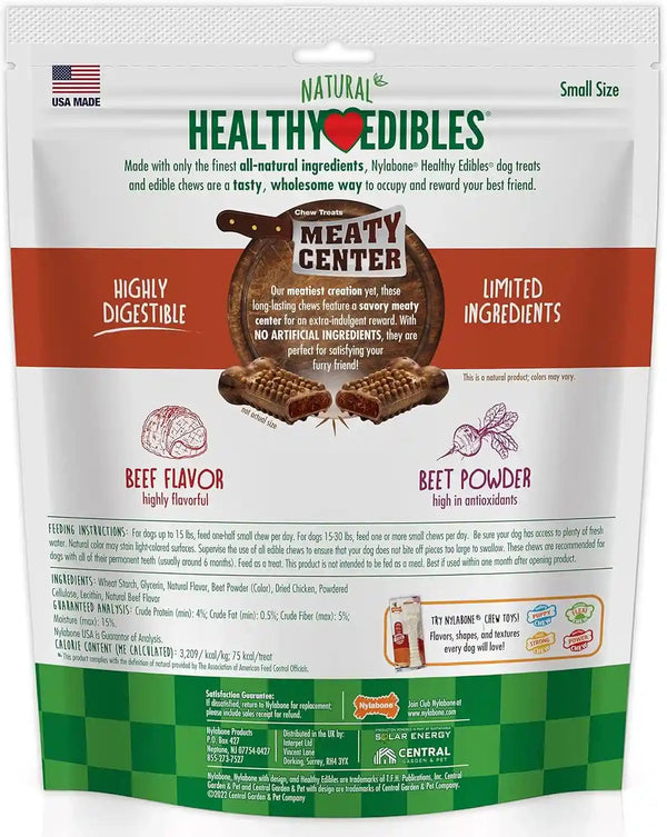 Nylabone Healthy Edibles Meaty Center Dog Treats, Beef Flavor, 12 Count | Natural Dog Chew Bones, Made in USA, Highly Digestible, Help Clean Teeth, Long Lasting Chews for Small Dogs up to 25 Lbs8