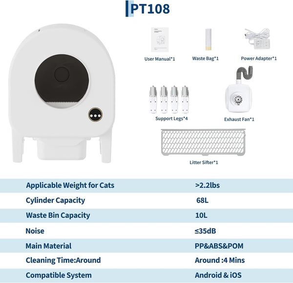 Garvee Self-Cleaning Cat Litter Box, Automatic Smart Pet Litter Box, Large Capacity for Multiple Cats, Wifi-Enabled App Control with Safety Sensors W/Garage Bags | Multiple Cats Available, Large Capacity, Wifi-Enabled App Control W/Safety Sensors W/ Garage Bags8