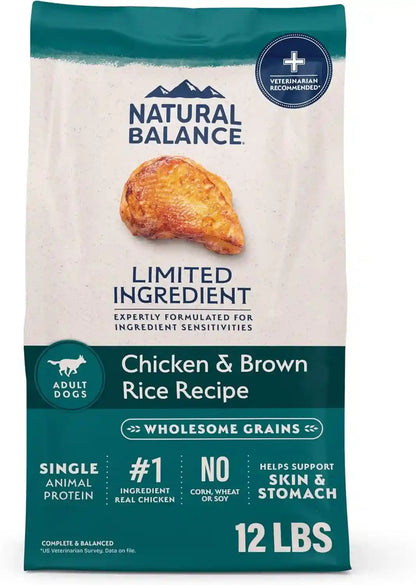 Natural Balance Limited Ingredient Adult Dry Dog Food - Complete Nutrition for Adult Dogs - Wholesome Grains Brown Rice Recipe - Limited Ingredient Formula - 24 Lb - Lamb & Brown Rice20