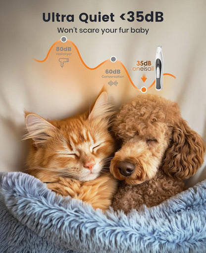 Oneisall Low-Noise Dog Paw Trimmer with LED Light | 35Db Quiet, 0.8Inch Safe Blade for Paws, Ears, Face & Rump, Cordless, Pet Paw Grooming Clippers for Dogs & Cats2