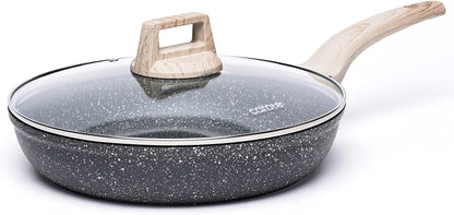 Non Stick Frying Pan, 10 Inch Classic Granite Skillet with Glass Lid | Healthty Non Toxic Kitchen Stone Cookware, Compatible with All Stovetop, Easy to Clean, PFOA Free1