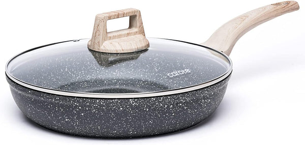 Non Stick Frying Pan, 10 Inch Classic Granite Skillet with Glass Lid | Healthty Non Toxic Kitchen Stone Cookware, Compatible with All Stovetop, Easy to Clean, PFOA Free1
