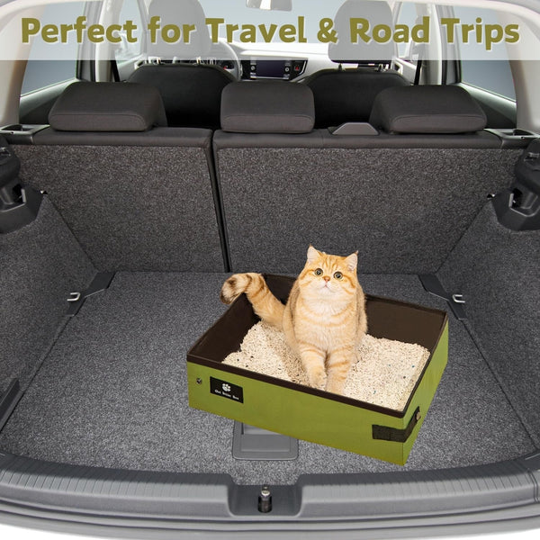 Portable Foldable Cat Litter Box - Waterproof, Leak-Proof for Outdoor Camping, Hotel Stays, Road Trips - Travel Essentials for Cats & Kittens (Green, Large)7