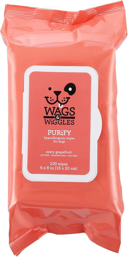 Wags & Wiggles Hypoallergenic Dog Wipes for Sensitive Skin, Fragrance-Free Waterless Cleansing Cloths for Paws, Face, and Dog Body, No SLS, Parabens, or DEA, 100 Count | Waterless Cleansing Cloths for Paws, Face, and Body; No SLS, Parabens, or DEA for Sensitive Skin14