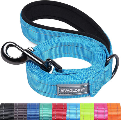 VIVAGLORY Dog Leash Puppy Leash for Collar, 3Ft X 1In, Black | with Soft Padded Handle for Training & Walking, Heavy Duty & Double Layer Nylon Pet Puppy24