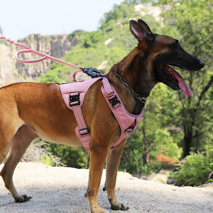 ICEFANG Quick-Moving Tactical Dog Harness for Large Dogs,No Pull Dog Vest | Control Handle,Reflective,Full Metal Buckles,Adjustable,Hook-And-Loop Panel,Soft Padded,Pink,Large2