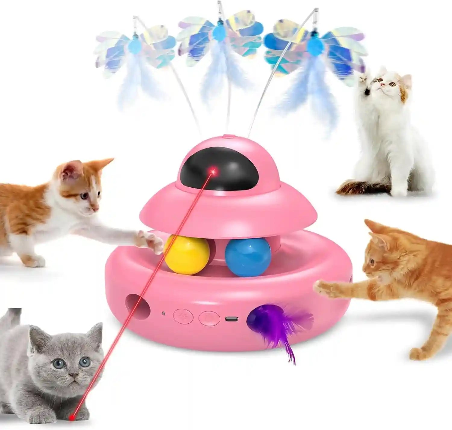 mohaya-cat-toys-4-in-1-interactive-cat-toy-for-indoor-cats-with-laser-fluttering-butterfly-moving-feather-and-track-balls-usb-rechargeable-self-play-kitten-toy-white