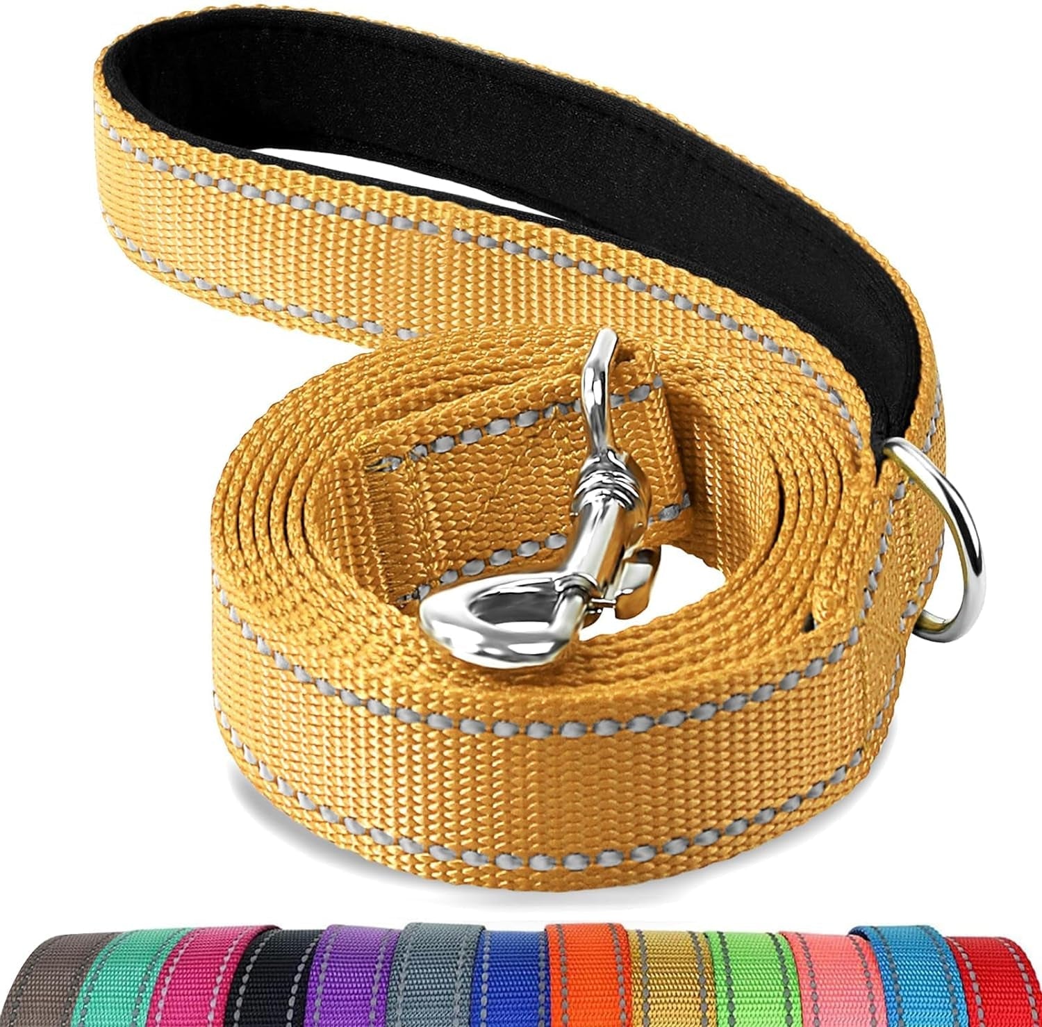 joytale-reflective-dog-leash-for-medium-large-dogs-6-ft-x-1-black-heavy-duty-nylon-webbing-padded-handle-for-comfort-visible-at-night-for-walking-training