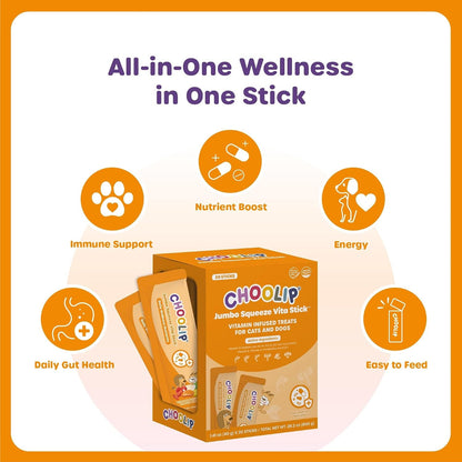 Choolip Squeeze Vita Stick Lickable Cat and Dog Treats – 20-Pack of 40G – Real Fish Puree with Multivitamins & Postbiotics – Hydrating, Gut & Immune Support – Large Breeds & Multi-Pet Homes3