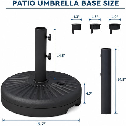 82Lb Capacity Outdoor Umbrella Base Water Filled Stand, Patio Umbrella Base Stand, Patio Outdoor Heavy Duty Umbrella Holder Stand (Black)2