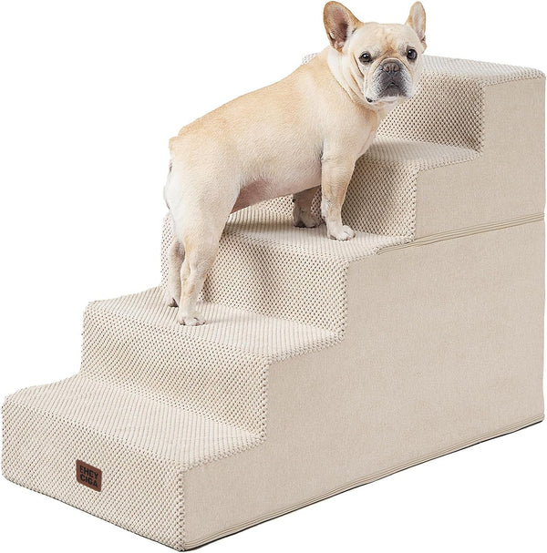 EHEYCIGA Dog Stairs for Bed 18" H, Dog 4-Steps for High Bed, Olive Green | Pet Steps for Small Dogs and Cats, Non-Slip Balanced Pet Ramp Indoor50