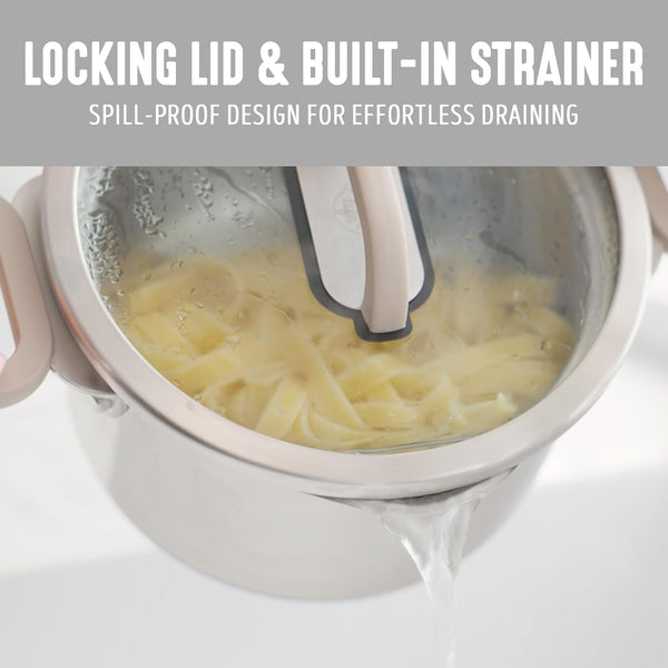 BK Twisting by  Stainless Steel 6 Piece Locking Lid Cookware Set, Built in Strainer, Induction Pots & Pans, Drip-Free Pour Spouts, Silicone Handles, Saucepan, Stock Pot, Dishwasher Safe5