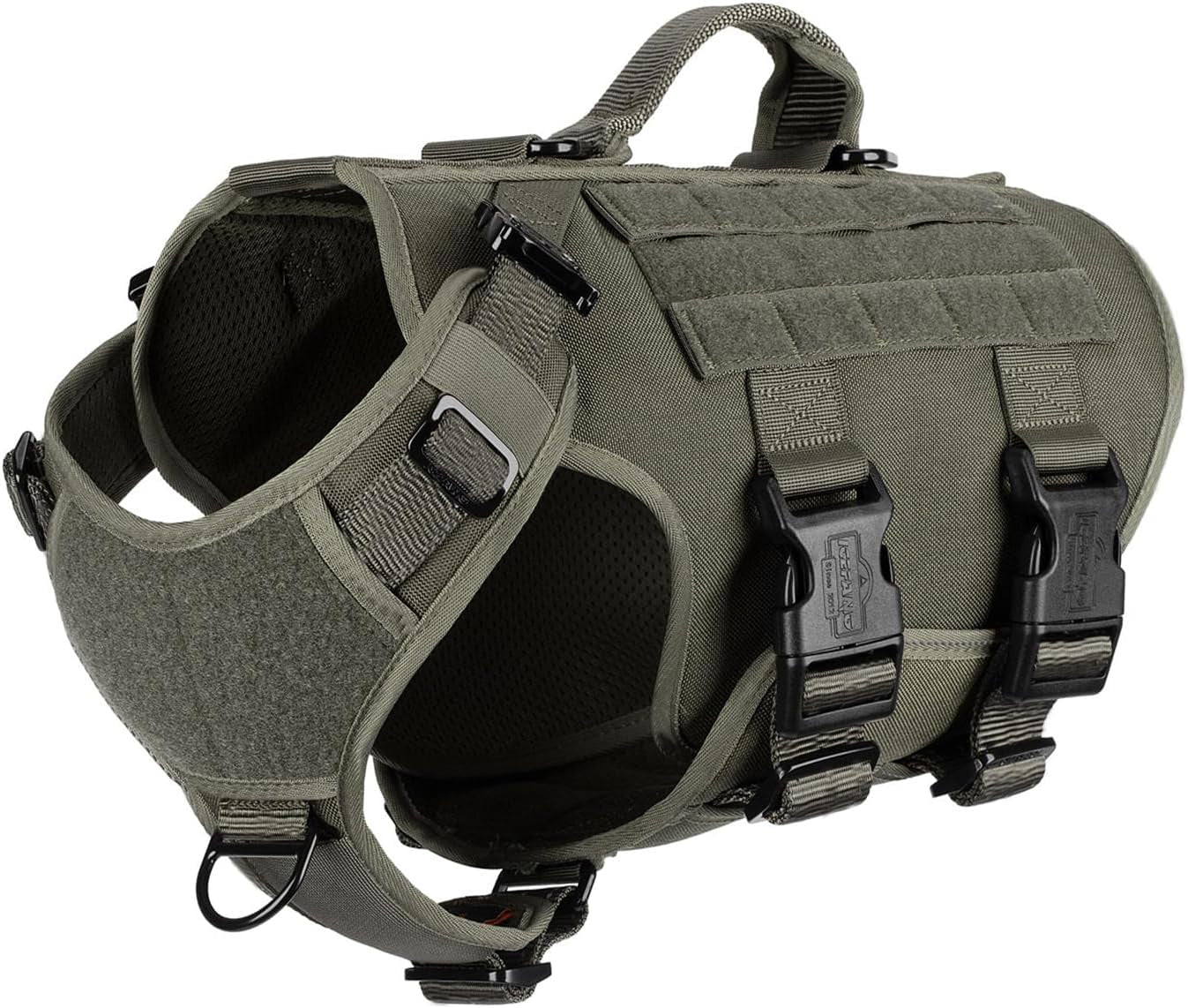 icefang-no-pull-tactical-dog-harness-for-large-dogs-adjustable-dog-vest-control-handle-molle-panel-front-hook-3-leash-clips-soft-padded-for-walking-training-pink-large