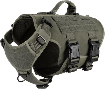 ICEFANG No Pull Tactical Dog Harness for Large Dogs,Adjustable Dog Vest | Control Handle,Molle Panel,Front Hook,3 Leash Clips,Soft Padded,For Walking Training,Pink,Large19
